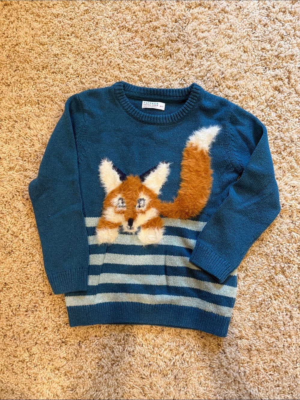Children's Teal Fox Intarsia Sweater by FatFace